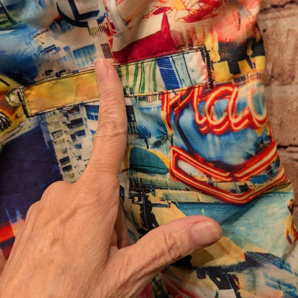 Surf Society Swim Shorts Colorful Casino Print  Size Large